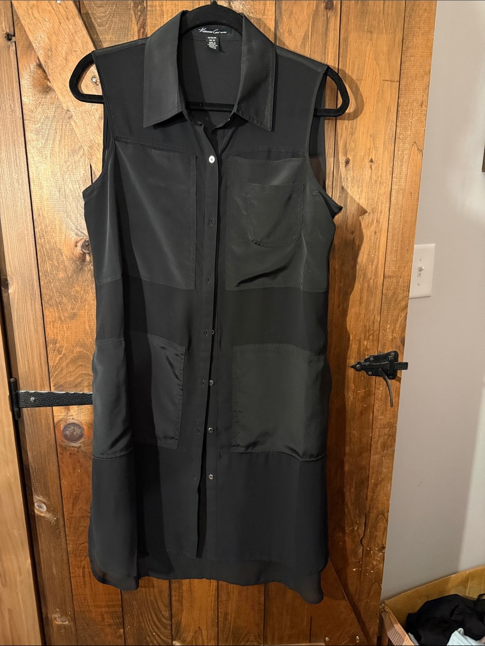 Kenneth Cole Black Sleeveless Shirt Dress